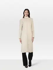 Ecru Wool Single Breasted Coat