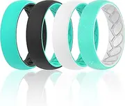 [ThunderFit] Silicone Wedding Bands for Women, 2 Layer - 5.5mm Width - 2mm Thick