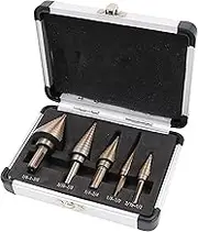 EZONEDEAL 5Pcs Drill Bit Triangle Drill Titanium Cone Drill Hole Cutter 50 Sizes High Speed Steel Drill Bits Set with Aluminum Case-Brown + Black