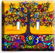 MEXICAN TREE OF LIFE FOLK ART LIGHT DOUBLE SWITCH WALL PLATE ROOM HOUSE HD DECOR
