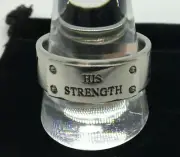 Men's Surgical Grade Steel Ring/Band Size 12 Scripture Strength Black/Grey New