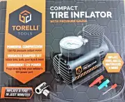 BRAND NEW IN BOX Torelli Compact Tire Inflator W/ Pressure Gauge 12V FREE SHIP