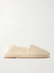 [Manolo Blahnik] Manolo Blahnik - Espadra Collapsible-heel Leather-trimmed Raffia Espadrilles - White - IT40 IT 40 White