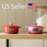 NEW Le Creuset Cast Iron Dutch Oven Cocotte Red Berry Pink Magnetic Timer SALE