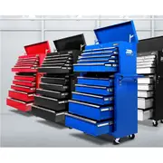 Giantz 14 Drawers Tool Cabinet Box Trolley Rolling Wheels Storage Chest Blue
