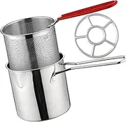 MOTHNUR Deep Fryer Pot and Basket Stainless Steel Frying Kit Small Fryer Strainer for Cafe Restaurant Home