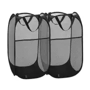 2 Pack Pop Up Laundry Hampers, Collapsible Mesh Laundry Basket, Foldable Clot...