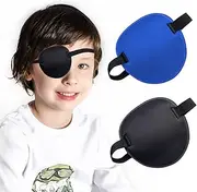 2PCS Eye Patch, Medical Eye Patches for Adults, Adjustable 3D Eye Patch, Soft Amblyopia Lazy Eye Patches for Left or Right Eyes, for Adults and Kids (Black, Blue)