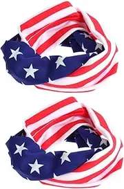 [OHPHCALL] 2pcs America Flag Headbands Usa Patriotic Head Wraps Elastic Turban for 4th of July
