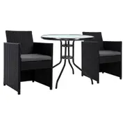 Patio Furniture Dining Chairs Table Patio Wicker Bistro Set - Black