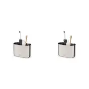 2PK Joseph & Joseph EasyStore 17.5cm Luxe Toothbrush Caddy Bath Organiser Steel
