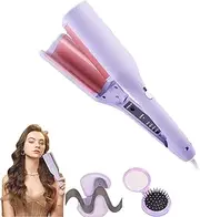 Curluxe French Curls Iron, Wave Curling Iron with Fast Heat-Up and Adjustable Temperature for All Hair Types, Curluxe Create Frizz-Free French Curls Effortlessly, Four Settings (Purple)