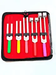 5pcs Premium Tuning Fork Set - Colored C2048 + C1024 + C512 + C256 + C128 Dia...