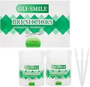 GLI-Smile BrushPicks Interdental Toothpicks, Soft Interdental Brushes and Dental Floss Picks 2-in-1, Teeth Plaque Remover 1000 Toothpicks, 2 Pack
