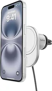 Belkin MagSafe Charger Compatible Magnetic Wireless Car Charger 15W - BoostCharge Pro MagSafe-Compatible Charger for Qi2, Magnetic Car Vent Phone Mount for iPhone 16, 15, 14, 13, & 12 Series - Grey