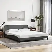 Bedroom Furniture Bed Frame Without Mattress Dark Grey 183x203 cm King Fabric