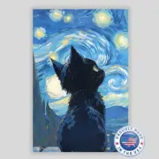 Vincent van Gogh's Starry Night Cat Poster Sized Premium Photo Print 13" x 19"