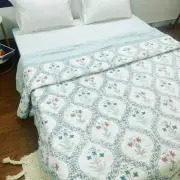 Indian Handmade Block Print Quilt Jaipuri Razai Pure Cotton Quilted Bedspread B1