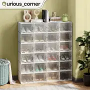 18 Pcs Shoe Storage Box Stackable Container Sneakers Rack Organizer w/ Air Vent