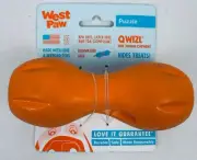 West Paw Qwizl Rubber Dog Treat Dispenser Chew Toy Puzzle - Orange