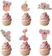24pcs Koala Cupcake Toppers Wild Animal Cupcake Picks Koala Birthday Cupcake Decorations Baby Shower Birthday Theme Party Cake Decorations Supplies