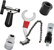 Bike Chain Tools Set WorthPlanet 5 Pcs Chain Breaker Splitter Tool with Chain Checker Link Connector Chain Bracket Freewheel Crank Puller Remover Outdoor Cycling Bicycle Maintenance Tool Set W120024