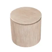 Cameo Faux MarbleWooden Frame Round Modern End Lamp Side Table Travertine