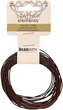 The Beadsmith Leather Cord – Brown – 1mm Spool – 5 Yards/1.52 Meters – Indian Leather Thong Ideal for Braiding, Beading, Necklaces, Fine Lacing, Hair Accessories & DIY Jewelry Making