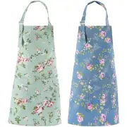 Women Kitchen Apron-2 Pack, Cotton Canvas Flower Apron, Floral Pattern Apron ...