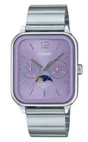 Casio Moon Phase Stainless Steel Purple Dial Quartz MTP-M305D-6AV 50M Mens Watch