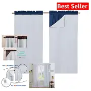 Luxurious Greyish White Blackout Panel Liners with Hooks - 2 Panels, 45x88"
