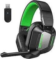 Skapendy Wireless Gaming Headset for PC, PS4, PS5, 2.4 GHz Lossless Sound Gaming Headphones with Microphone, Bluetooth Wireless Headset for Mac, Switch, Foldable, Cool RGB, 50H+ Battery Life