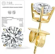 [EWB Signature Jewelry] Certified 1/4-3.0 Carat Lab Grown Diamond Earrings in 14K Gold, Premium Collection of Diamond Stud Earrings for Women and Men, Quality Studs in Exceptional Color/Clarity