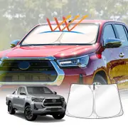 WindScreen Sun Shade for Toyota Hilux 2015-2025 Blocks UV Rays Sun Visor Protector Foldable Sunshade