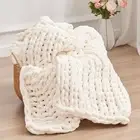 Knitted Throw Couch Blanket Chunky 50''*60'' Chenille Blankets For Bed Hmade