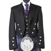 Men's Scottish Traditional Wedding Prince Charlie Kilt Jacket & 5-Button Vest