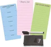 XOXOMags Mini Fridge Magnet Write-Erase Planner Board - for Daily and Weekly Tasks, Meal Planner, Organizer, Shopping Checklists for Home and Office (Pastel Combo 2)