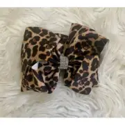 BRAND NEW WITH TAGS Leopard Print Hair Bow with Rhinestone Center