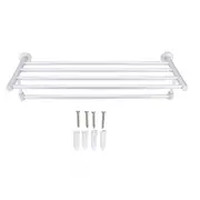 Aluminum Alloy Bathroom Towel Holder Wall Mounted 5 Bar Bath Towel Rack Storage Organizer Shelf