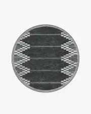 185' Round | Machine Washable Runner Rug | Kid & Pet Friendly | Indoor Rug | Sloane Black Rug | Ruggable