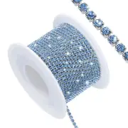 11 Yard Rhinestone Close Chain Trim, Light Blue Rhinestone with Silver Base