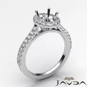 Oval Shape Semi Mount 0.5Ct Diamond Engagement Halo U Cut Prong Ring Platinum