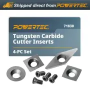 POWERTEC 4pcs Tungsten Carbide Cutter Insert Set for Wood Lathe Turning Tools