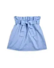 AQUA Girls Belted Paperbag Waist Skirt Big Girls M Chambray Elastic Waist PullOn