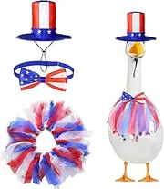 3 Pcs 4th of July Goose Outfit Set, 23-inch Patriotic Lawn Porch Goose Clothes, Flag Goose Costume Independence Day Goose Outfit for Outdoor Patio Yard Lawn Art Decoration