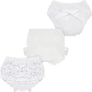 Eurzom 3 Pcs Newborn Toddlers Bloomers Diaper Cover Bloomers Ruffle Washable Bloomers Underwear for Girls Boys Infants Diaper Cover with Bow Rose, Multicolor, Medium