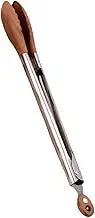 iplusmile 1piece Walnut Tongs for Cooking Grilling Multi-Functional Salad Buffet Serving Utensil Stainless Steel Handle for Flipping Burgers and Food Handling