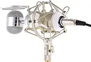 zolyet Mic Uni-Directional Condenser Microphone Kit with Metal Shockproof Clamp Wind Low Noise High Sensitive Mic for Vocal Live Streaming Singing Broadcasting Musical Instrument White
