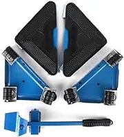 Heavy Duty Furniture Moving Tool Set Portable Triangle Roller Transport Kit for Home Moving Steel Rubber ABS Blue Black 5Pcs