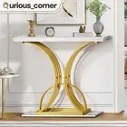 Elegant Luxury Accent 39" Console Side Table Faux Marble Foyer Narrow Entryway